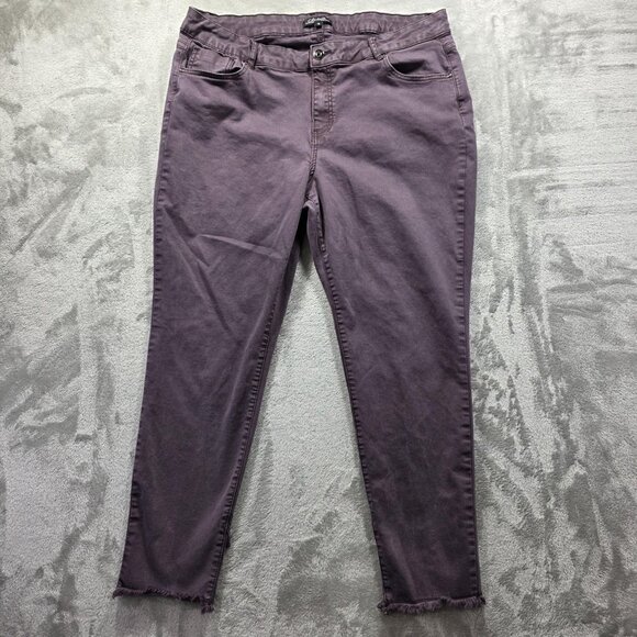 Charlie B Pants Womens 18 Purple Chino Ankle Raw Hem Stretch C5166RR-618A - Picture 1 of 9